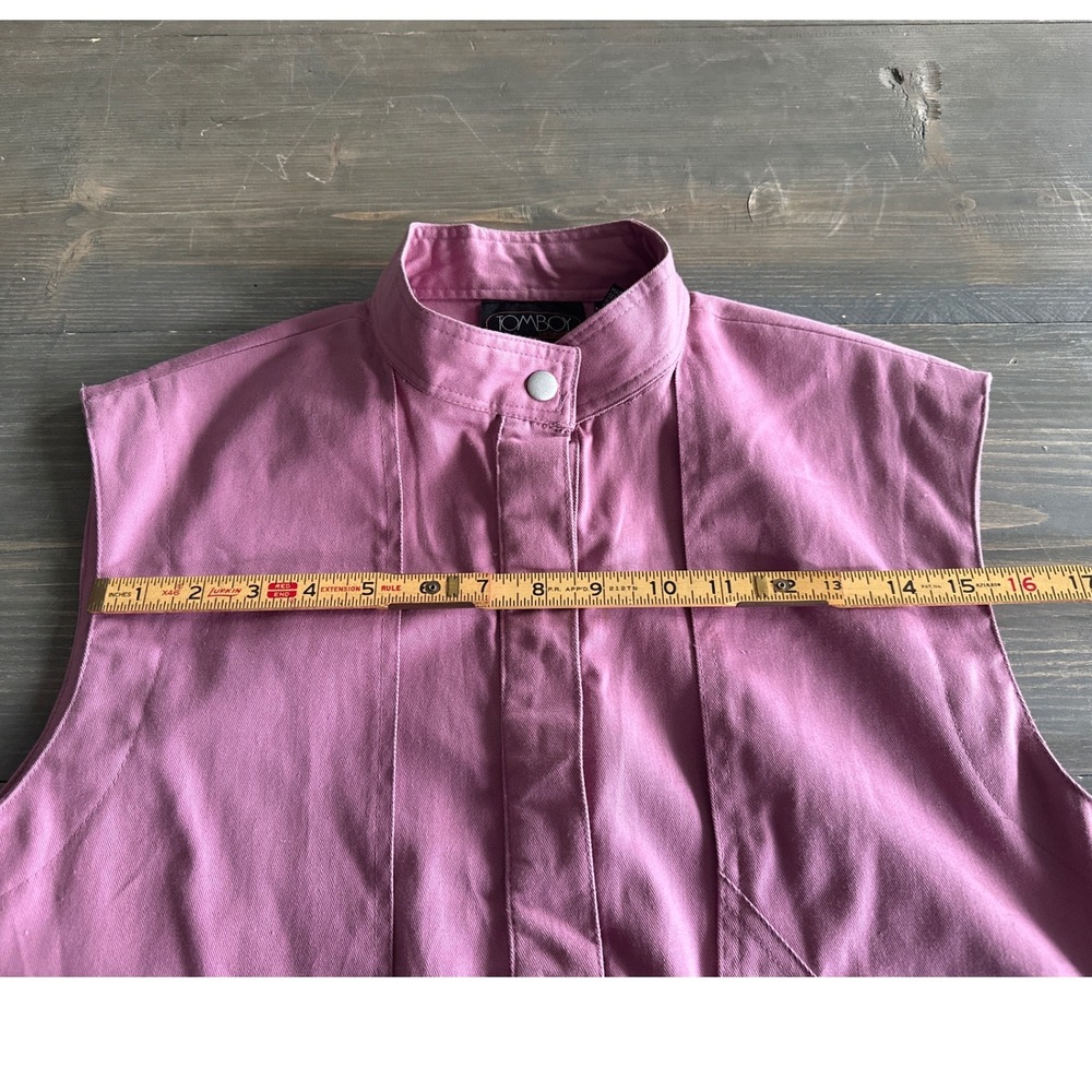 Vintage LeSport Tomboy Pink 100% Cotton Snap Button Boho Y2K Vest Women's Size 9 - Picture 5 of 9